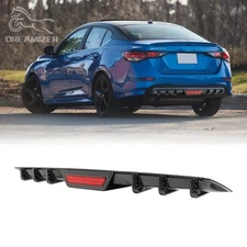 Carbon Fiber Rear Bumper Diffuser Spoiler w/LED Tail Light For Nissan Sentra