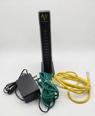 A Windstream wifi modem  T3260 DSL gateway with power and networking cable.