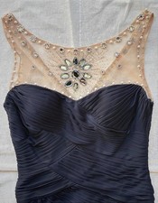 Y2K Vintage Cache Navy Blue Mini Dress with Rhinestones Size 2 homecoming hoco