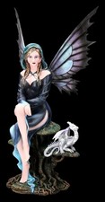 Elfenfigur Serapha-Fee der Schatten und Tr&auml;ume-Drachen Fantasy Deko Statue