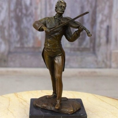 Bronze Statue Violinist Figurine Composer Sculpture Marble Sign Milo Musical Art