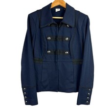 EUC Cabi M In The Band Knit Navy Blue/Black Military Style Pockets Blazer Jacket