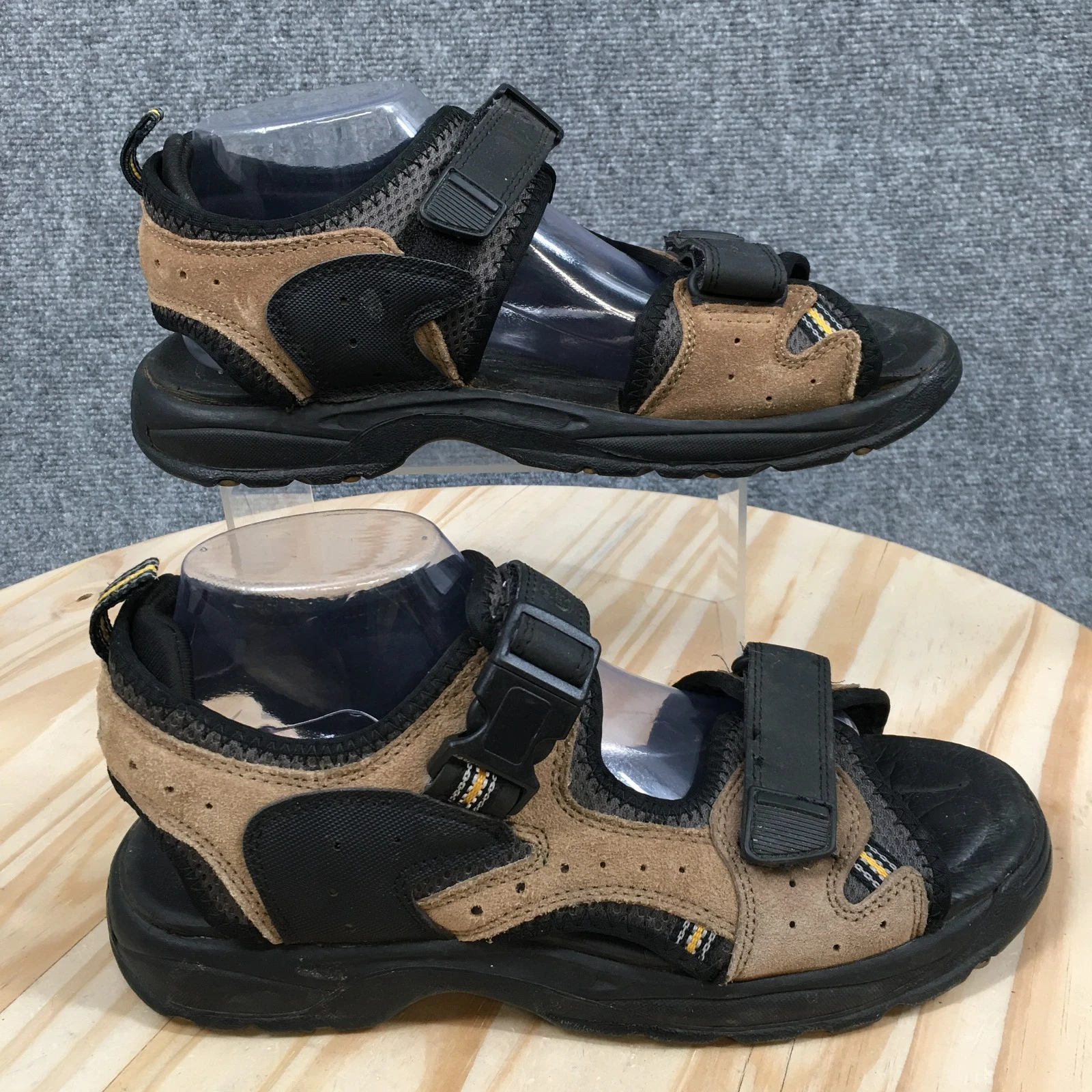 Route 66 Sandals Mens 9 Hiking Strappy Comfort Low Top Hook & Loop Leather Brown