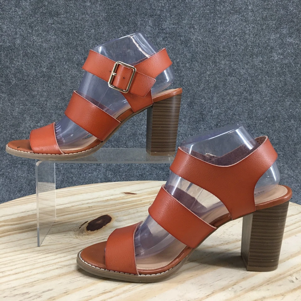 Old Navy Sandals Womens 9 Ankle Strap Brown Buckle Open Toe Casual Block Heels - Image 2 of 4