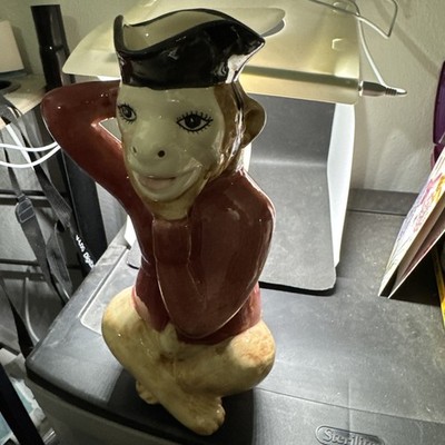 Olfaire Mojalica Monkey Ceramic Water Wine Pitcher Bell Boy  No Cracks/Chips