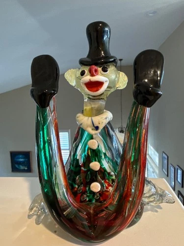 Vintage Italian Murano Glass Clown  with Original Murano Sticker