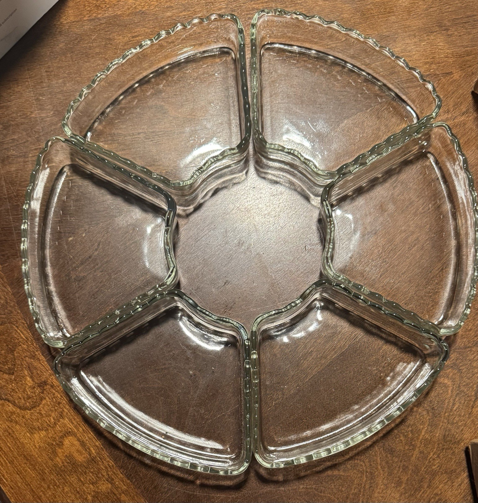Vintage 6-Piece Interlocking Glass Wedge Bowl Set for Candy Nuts or Salad  