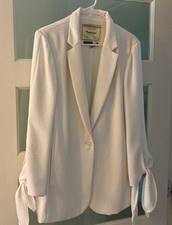 Anthropologie x Cartonnier Ivory Blazer With Ties On Sleeves Size 14