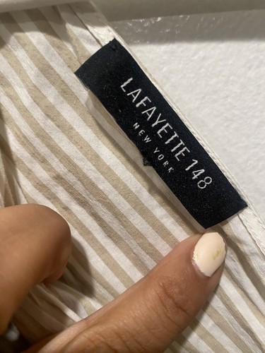 LAFAYETTE 148 NEW YORK SIRI SONATA STRIPE SLEEVELESS WRAP KHAKI DRESS SZ 16 - Picture 6 of 9