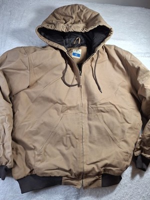 Blue Mountain Men's XL Tan Quilted Lined Hooded Work Jacket Canvas Coat