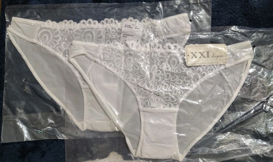 LOTE DE 2 BRAGAS NUEVAS CON ETIQUETAS Forever 21 Intimates Talla PEQUEÑA FLORAL TAPETE ENCAJE Foto 2 de 4