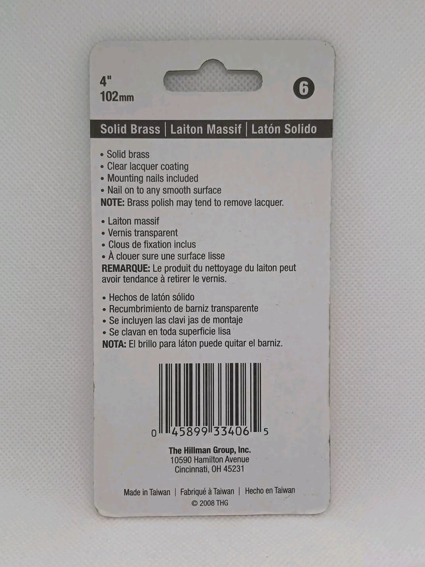 Hillman 847048 Maison Traditionnelle En Laiton Massif à Clouer 4 Pouces