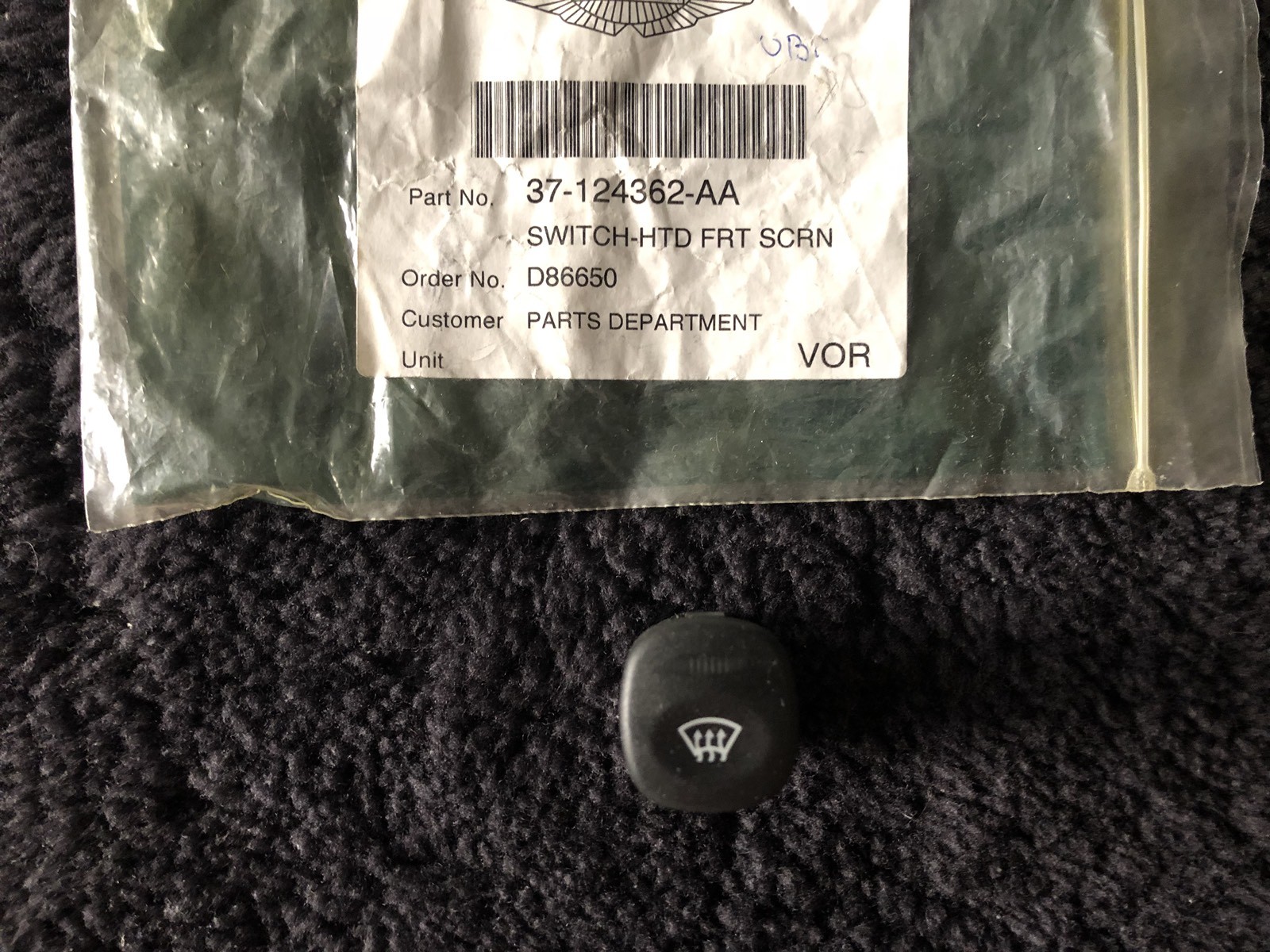 Aston Martin DB7 1995-2004 Front Fog Lamp Switch 37-124363AA NOS OEM