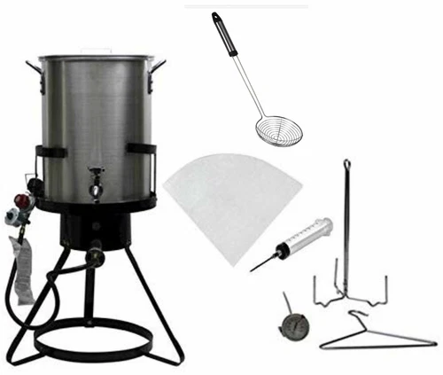 Outdoor Heavy Duty Steel 50000 BTU Propane 30 Quart Deep Turkey Fryer with Sp...