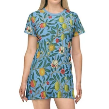 T-Shirt Dress William Morris Four Fruits Floral Pattern Artwork Fine Art Nouveau