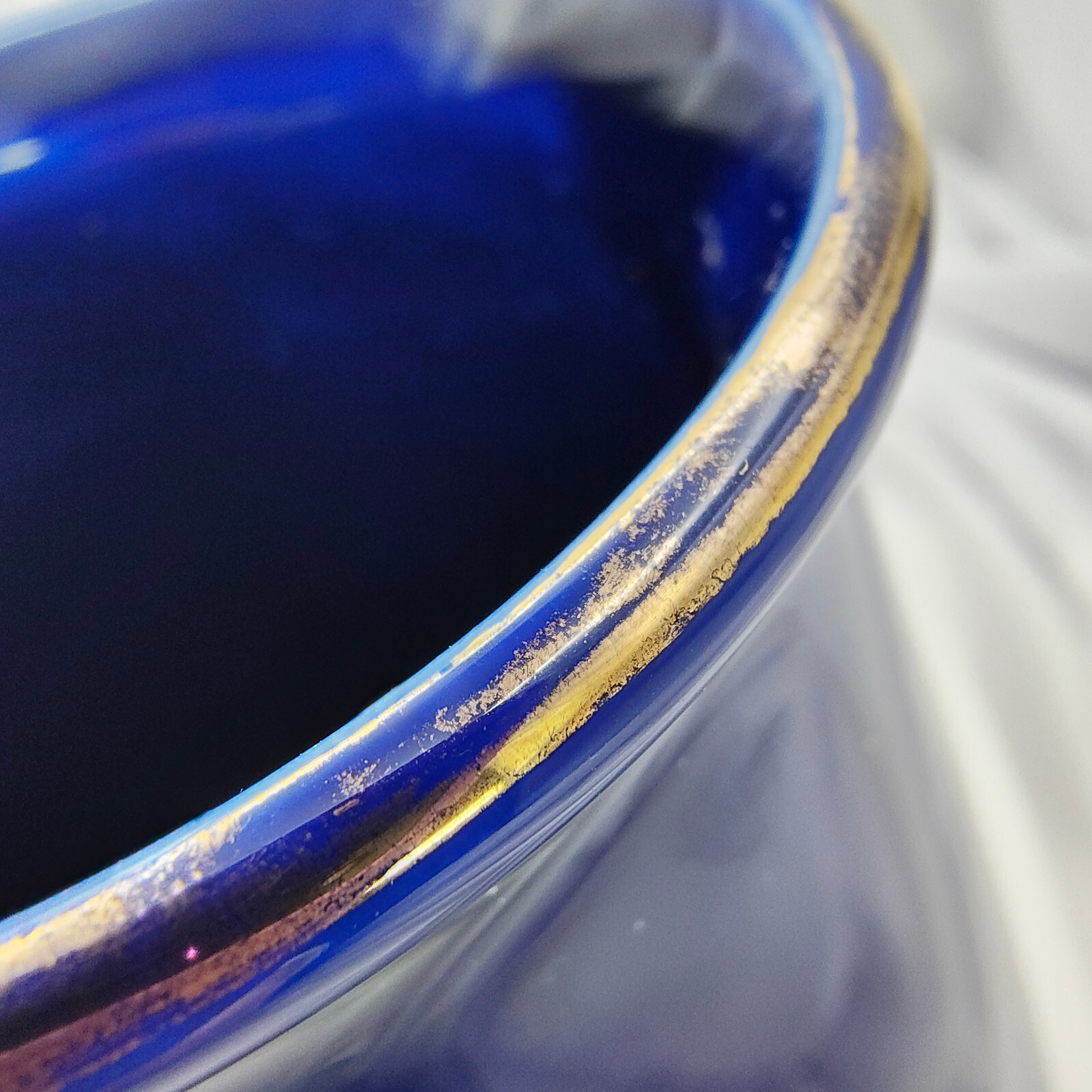 VTG Japanese Vase Cobalt Blue Rooster Sakura Cherry Blossom Gold Accents Signed