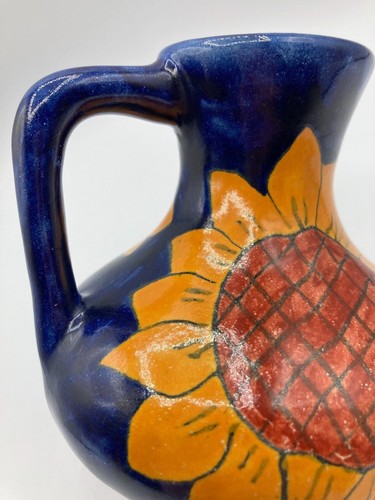 Mexican Talavera Pottery Sunflower Pitcher Vase Creamer Hand Painted - Picture 11 of 11