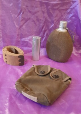 Military E.I. Borotalco Belt Bottle, Toilet Bag.