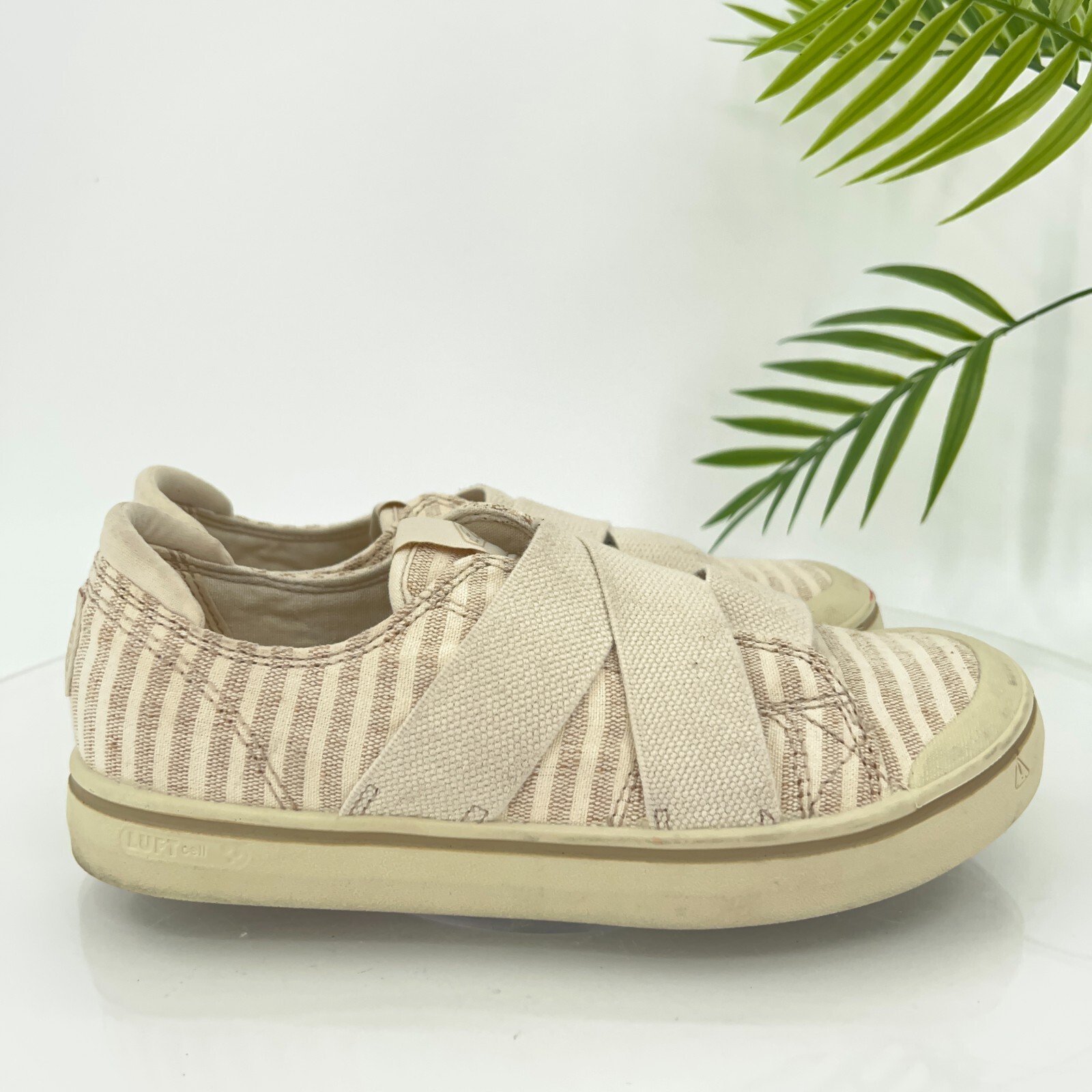 Sneaker Keen donna Elsa IV taglia 7 5 beige a righe scarpa bassa vulcanizzata retrò