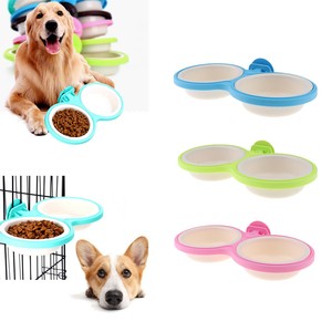 Creative Cage Hanging Dog Double Bowls Food Water Dispenser Cat