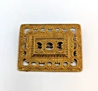 Vintage Miriam Haskell 1950 Gold Tone Rectangular Ornate Brooch Pin