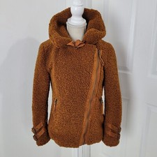 Marrakech Anthropologie Jacket Womens Xs Petite Moto Zip Aviator Sherpa Teddy
