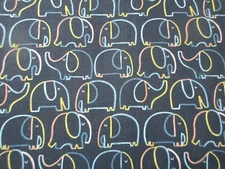 1 Yard New Cotton Fabric Dear Stella Cute Elephants on Navy Blue