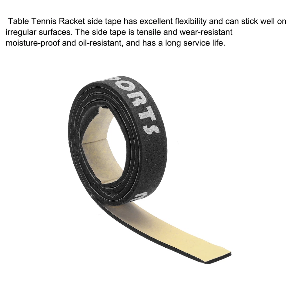 18x0.4" Mesa Tenis Raqueta Borde Cinta 10pzs Raqueta Lateral Cinta Negro - Imagen 3 de 4