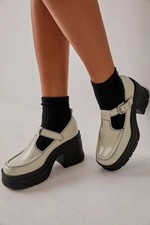FREE PEOPLE Mayla Mary Jane Platform Heels Women  s White Patent Leather 10