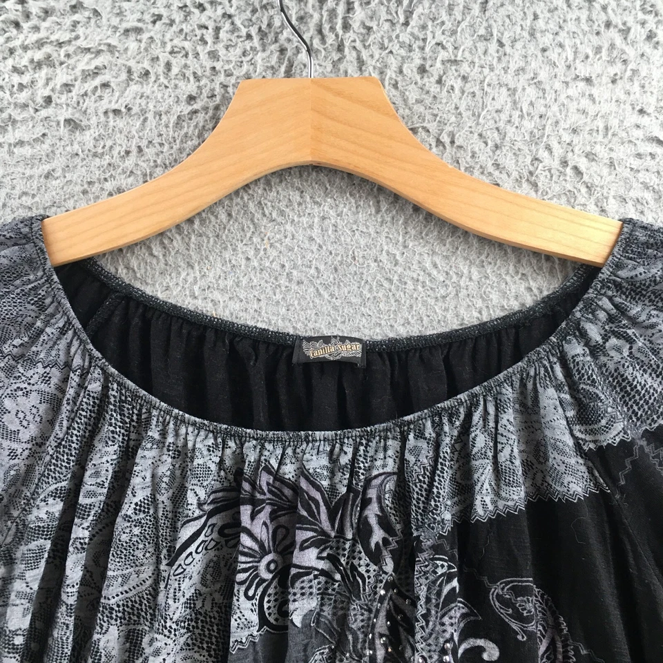 Top informal de manga 3/4 negro con hombros descubiertos Vanilla Sugar para mujer Foto 3 de 4