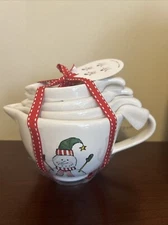 Rae Dunn Snowman Christmas Measuring Cups Brand New Liquid Holiday Set Of 4
