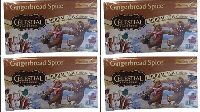Celestial Seasonings Gingerbread Spice Herbal Tea 4 Boxes 18 Count Each