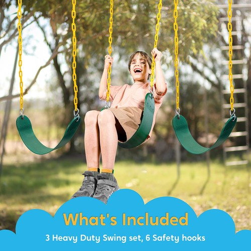 3 Pack Green Swing Seats Heavy Duty with 66" Chain, Swing Set Accessories Replac - Picture 4 of 7