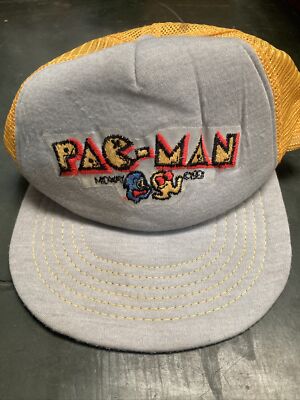 Pac-Man Hat Vintage Trucker Hat Pac-Man Midway 1981 Yellow Hat PCH1