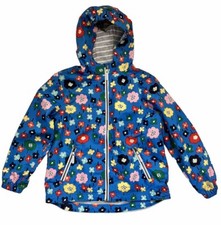 Hanna Andersson Girls 140cm US 10 Blue Full Zip Spring Jacket Colorful Flowers