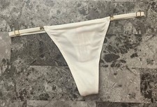 NWT VICTORIA'S SECRET WHITE SOFT SMOOTH GOLD ADJUSTABLE STRAPS THONG PANTIES