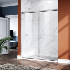 Shower Door 58.5-60 x 72 Double Sliding with 1/4'' Clear Tempered Glass inChrome