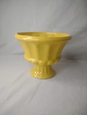 VINTAGE HAEGER YELLOW POTTERY VASE COMPOTE MADE FOR FTD FLORAL #HF 71