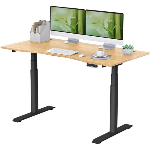 Escritorio de pie FLEXISPOT 3 etapas doble motor tapa curva de bambú con puerto USB - Imagen 9 de 43
