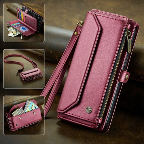Für iPhone 16 16e 15 14 13 12 Pro Max Plus Hülle Wallet Leder Tasche Band Cover - Bild 51 von 71