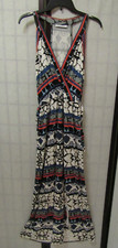 Matison Stone Multicolor Tribal Border Print Wrap Maxi Dress Size XS