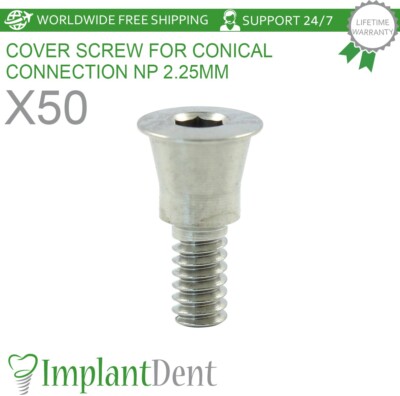 50x Dental Cover Screw For Conical Connection NP 2.25mm Titanium Dentistry Tool