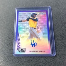 2021 LEAF METAL DRAFT HEDBERT PEREZ 1990 RETRO PURPLE REFRACTOR AUTO 4/25