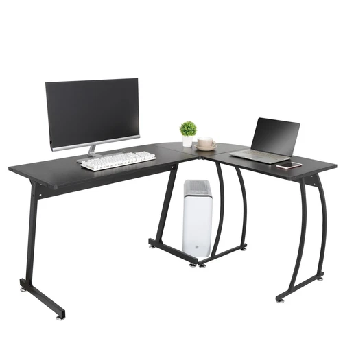 White/Brown/Black L-Shaped Computer Desk Gaming Table with Large Desktop Home  - Picture 2 of 25