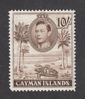 Cayman Islands 1938 10/ chocolate mint hinged