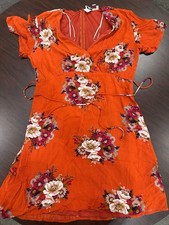 Jody California Orange Flower Sundress Made In USA Size Large