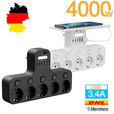 EU Steckdosenleiste 4000W mit Nachtlicht, USB...