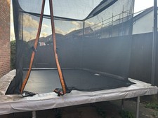 Outdoor Spring Powered Metal Trampoline with Safety Enclosure Net, Traditional