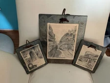 Lot of 3 HISTORIC ROOF SLATE ART NEW ORLEANS Hanging Decor BOURBON STREET