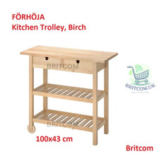 IKEA FÖRHÖJA Kitchen Trolley Birch 100x43cm Storage Solution on Wheels